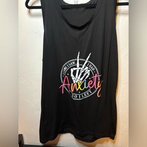 SHEIN Graphic Tank Top – “I Came, I Saw, I Had Anxiety” – Black – Size 2XL